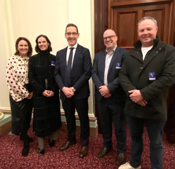 Pictured left to right are Kelly Ivens (City of Greater Geelong), Amie Higgs (City of Greater Geelong), Minister Steve Dimopoulos, CEO Andrew Tenni and Mayor Jason Schram.